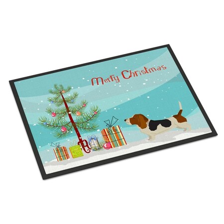Carolines Treasures 18 x 27 in. Basset Hound Christmas Tree Indoor or Outdoor Mat CK3518MAT